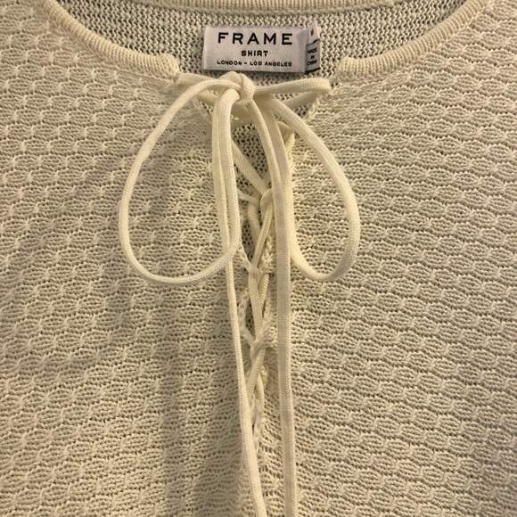 Frame Denim Crochet Lace Up Tee - Picture 4 of 7